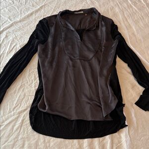 Tahari Black and Charcoal Button Down Shirt